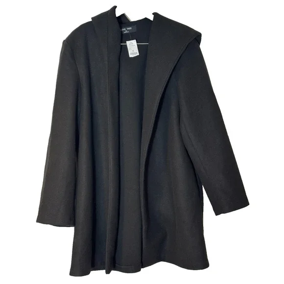 Love Tree Black Fleece Hooded Wrap Coat Women's Plus 3X - BELT MISSING - Picture 1 of 8